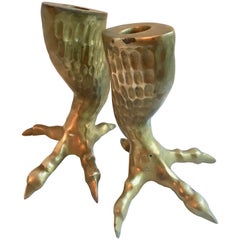 Brass Bird Talon Candlesticks