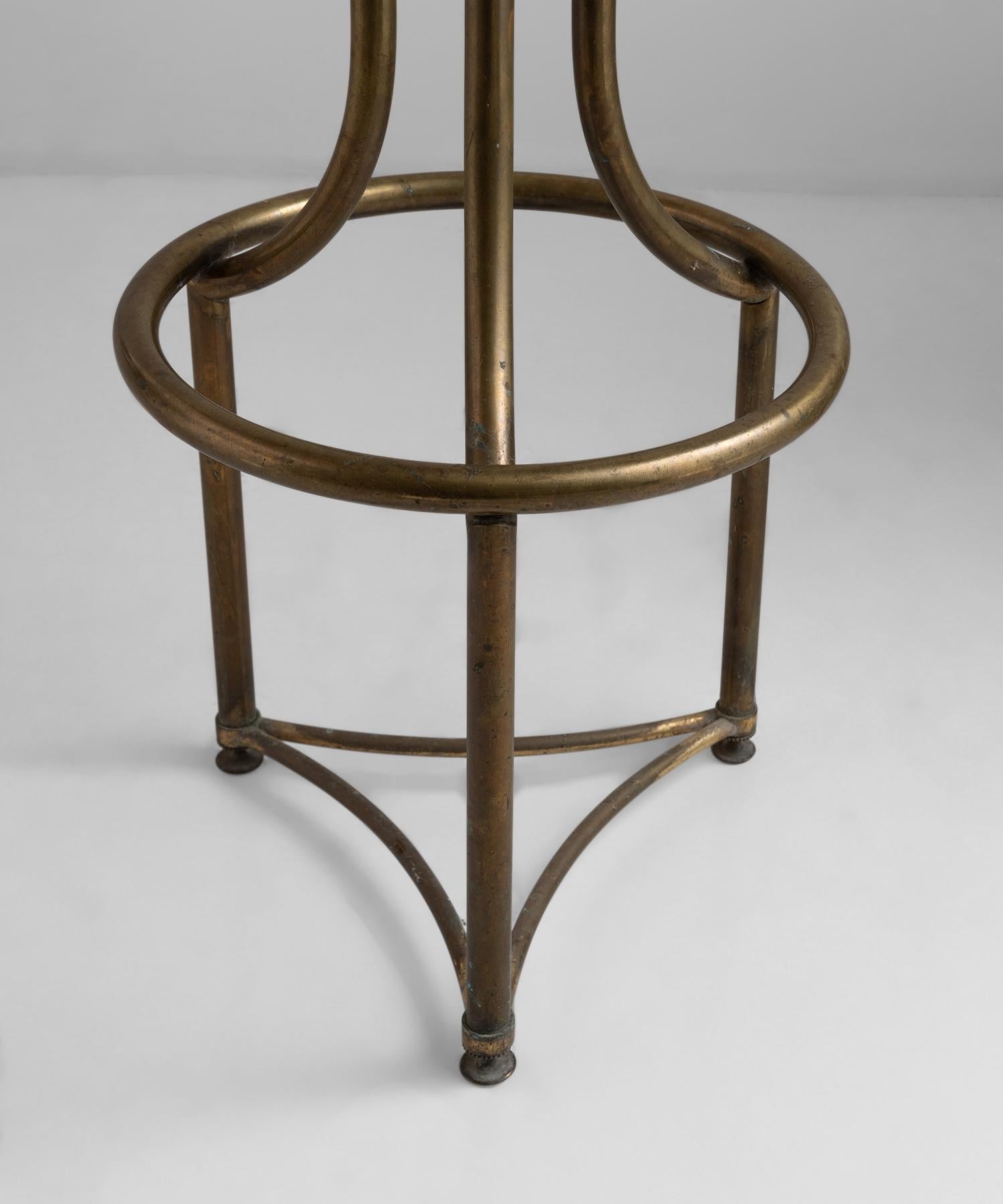Brass Bistro Stools in 100% Mohair Velvet 1