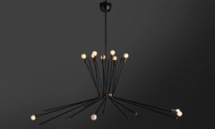 Brass / Black Chandelier, Italy circa 1950