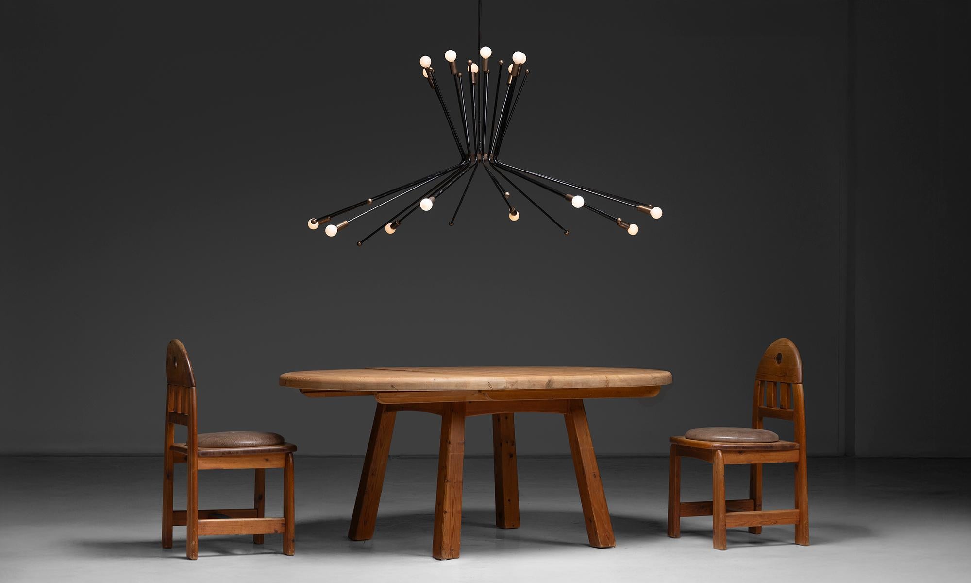 Brass / Black Chandelier, Italy circa 1950 For Sale 1