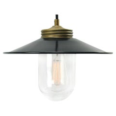 Brass Black Enamel Vintage Clear Glass Pendant Lights