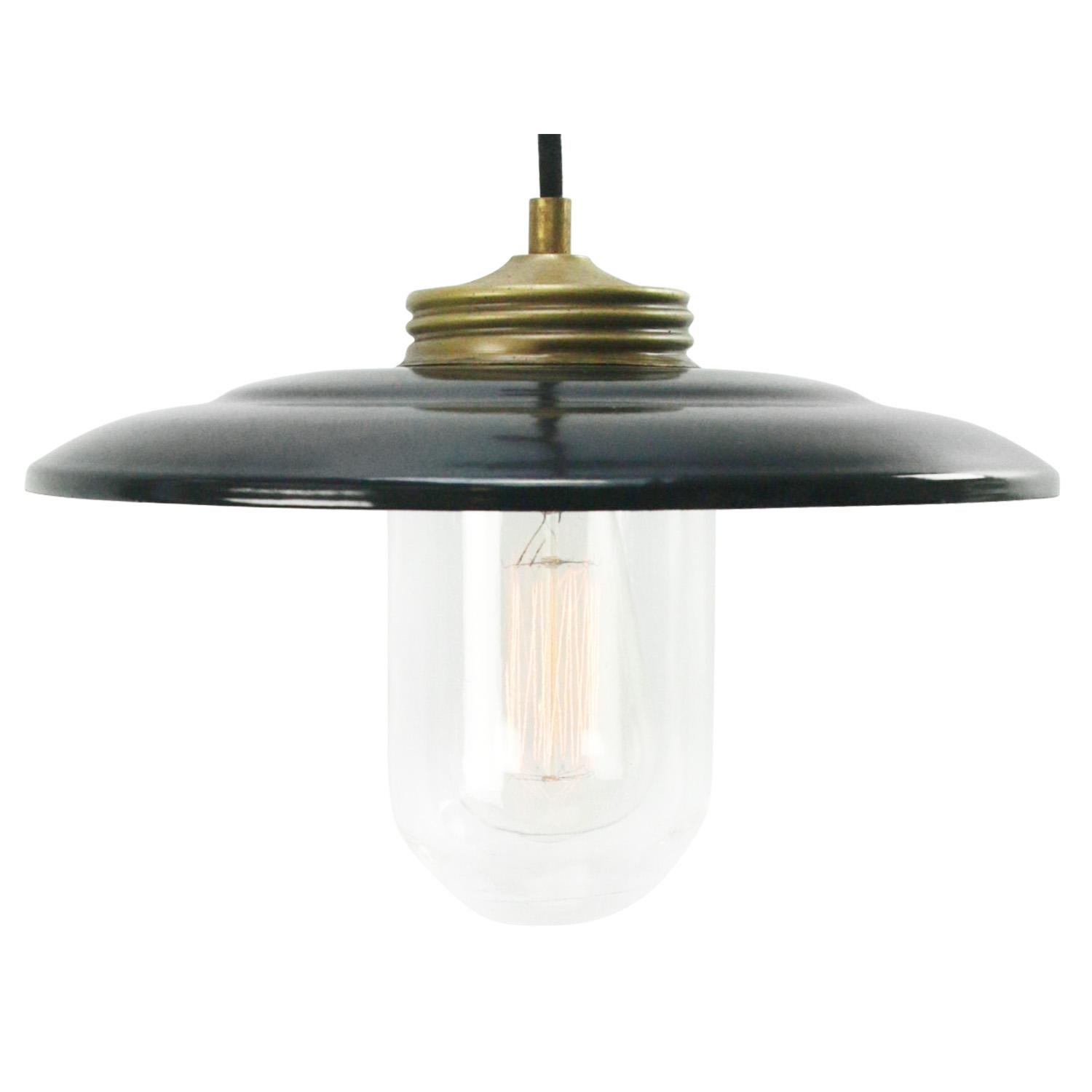 Brass Black Enamel Vintage Clear Glass Pendant Lights