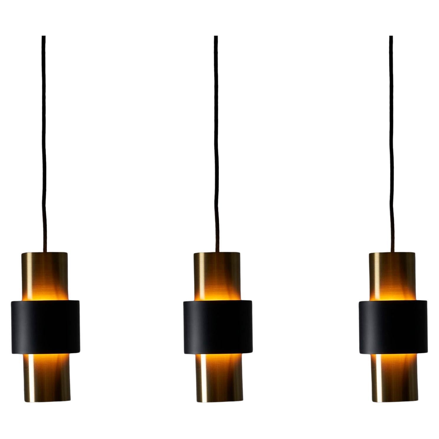 Brass 
Black "Etna" Cylinder Pendant by Jo Hammerborg for Fog 
Mørup, 1963 in vendita