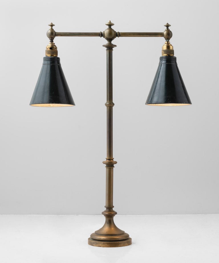 Brass and Black Metal Library Lamp, France, circa 1920 at 1stDibs