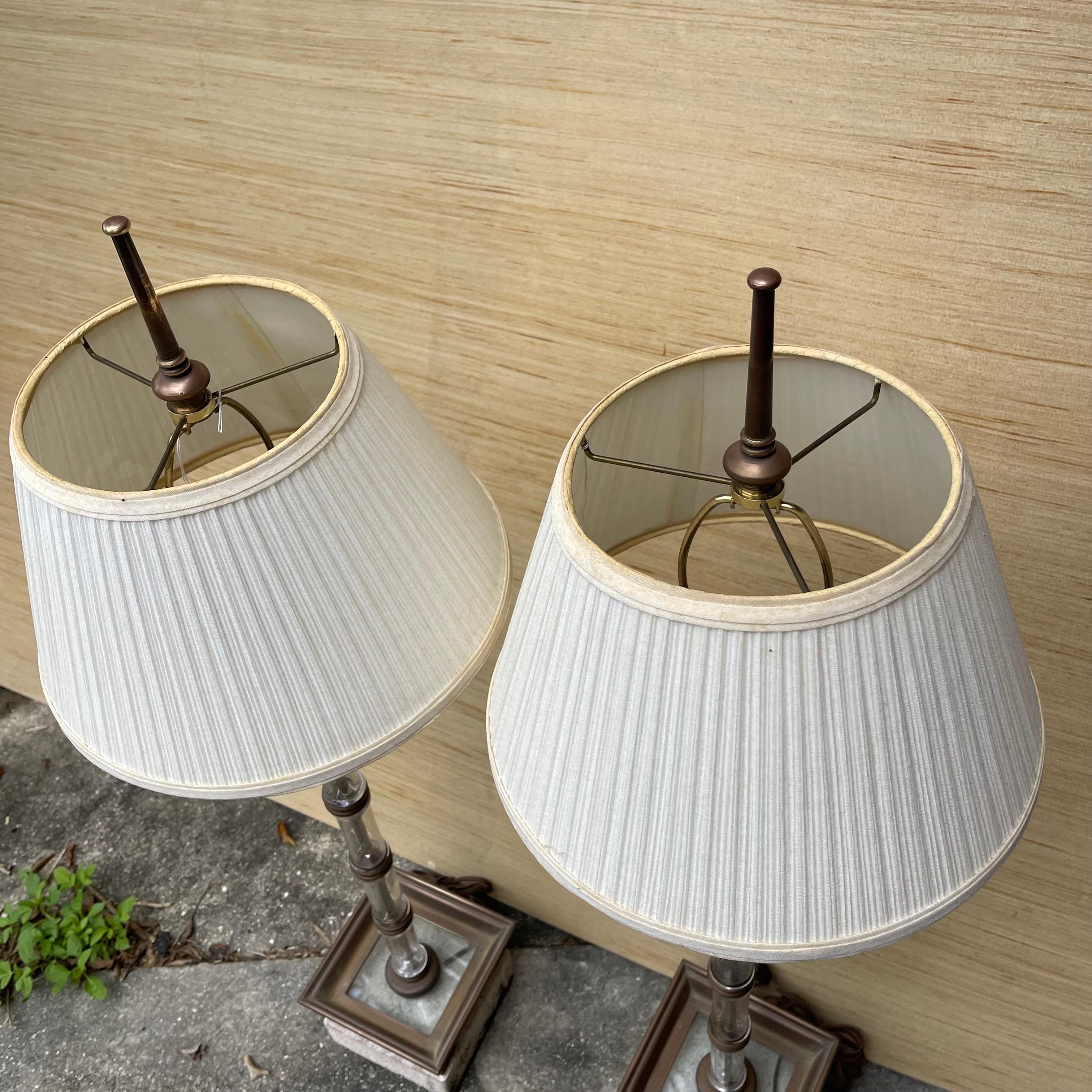 Brass, Blown Glass Faux Bamboo Table Lamps by Chapman, a Pair For Sale 8