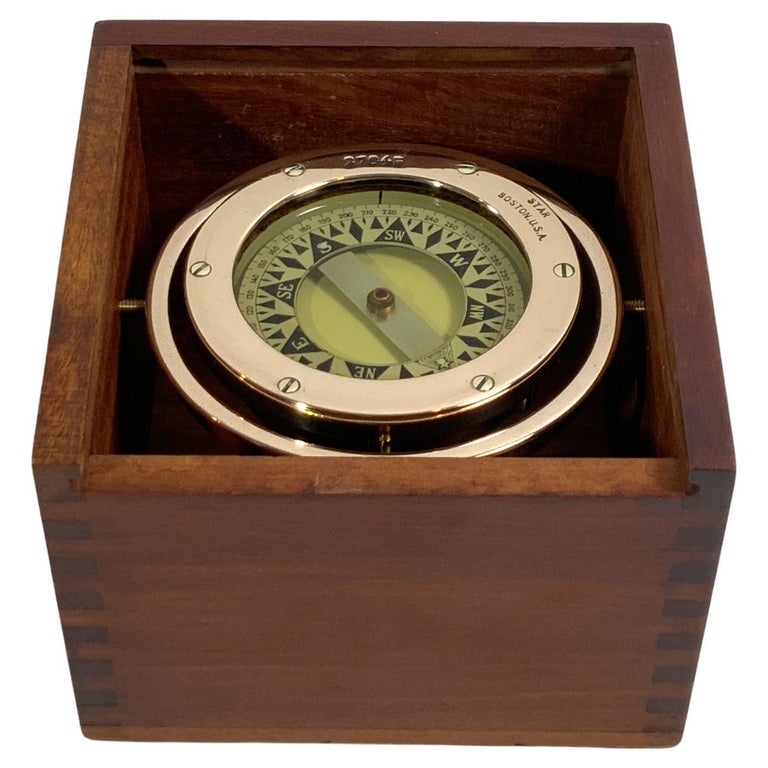Brass Boat Compass by Star of Boston at 1stDibs