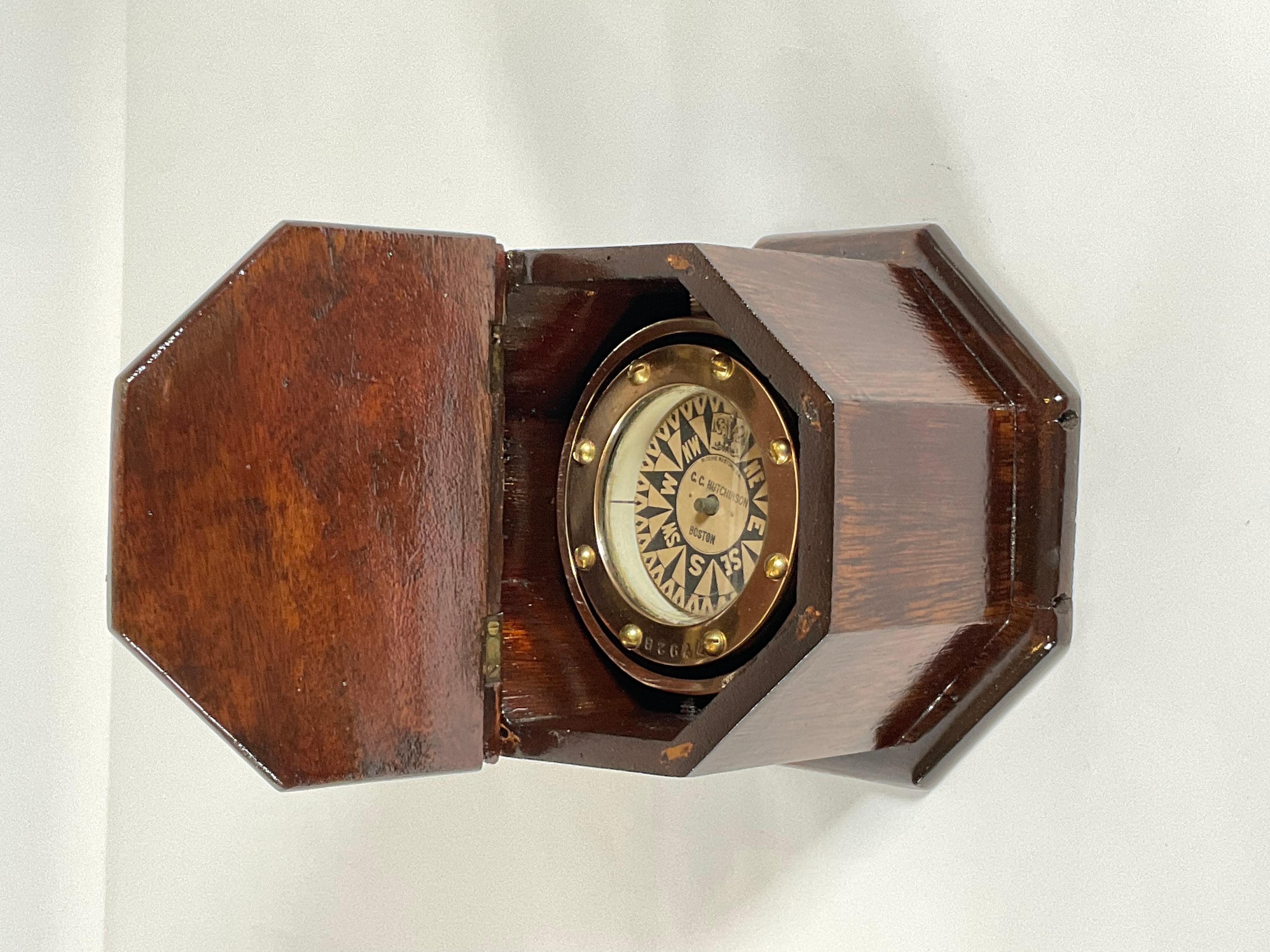 Brass Boat Compass in a Box 19th Century 1