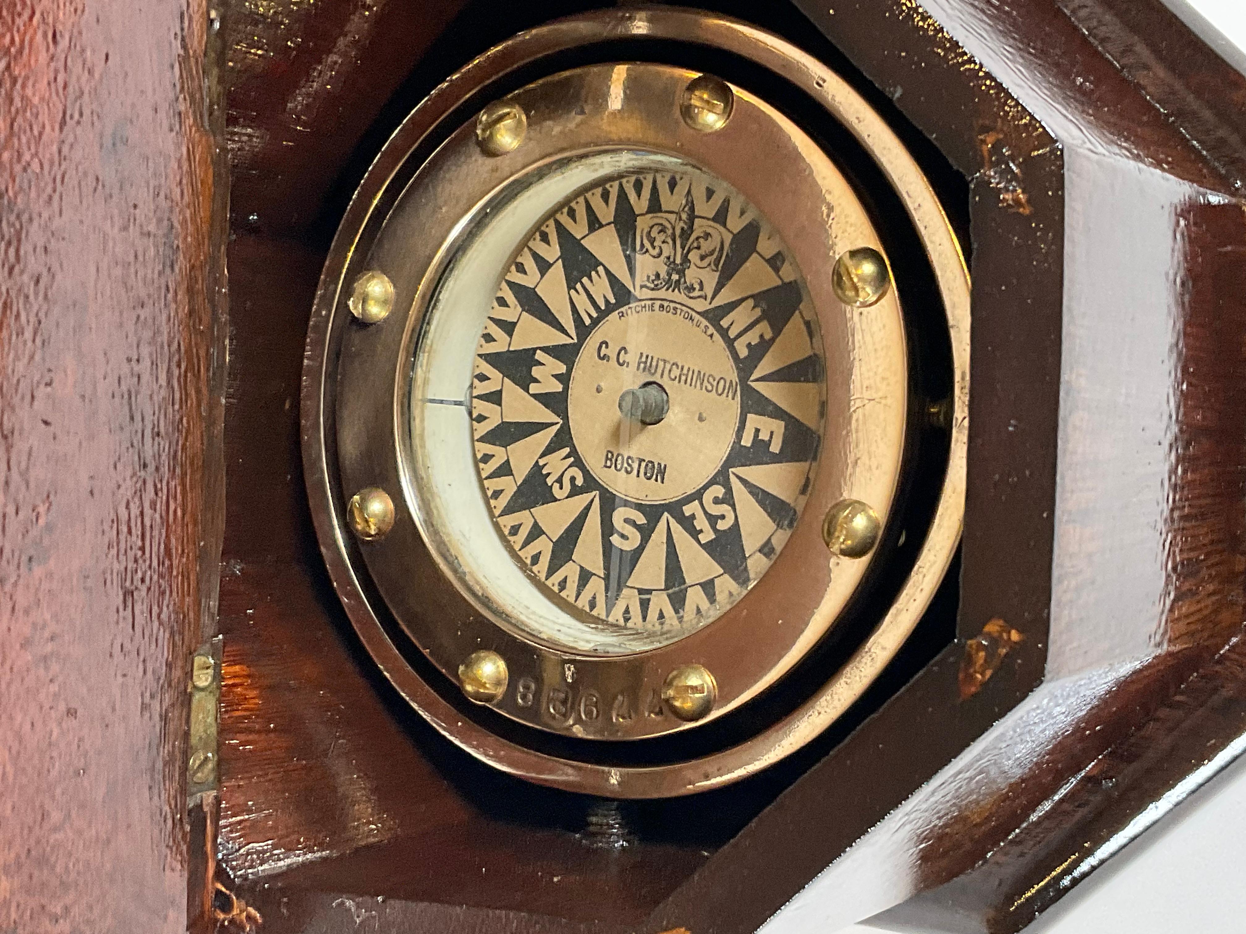 Brass Boat Compass in a Box 19th Century 2