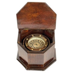 Brass Boat Compass in a Box 19th Century