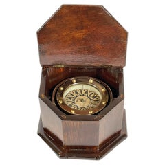 Brass Boat Compass in a Box, 19th Century