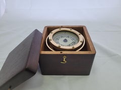 Brass Boat Compass in Varnished Wood Box