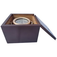Brass Boat Compass in Varnished Wood Box