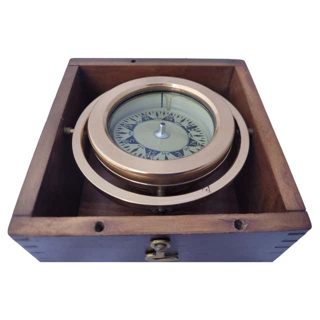 Boxed Boat Compass by Wilcox Crittendon For Sale at 1stDibs | antique ...