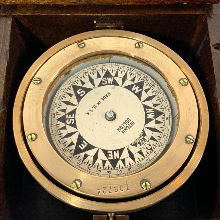Brass Boat Compass On Box at 1stDibs