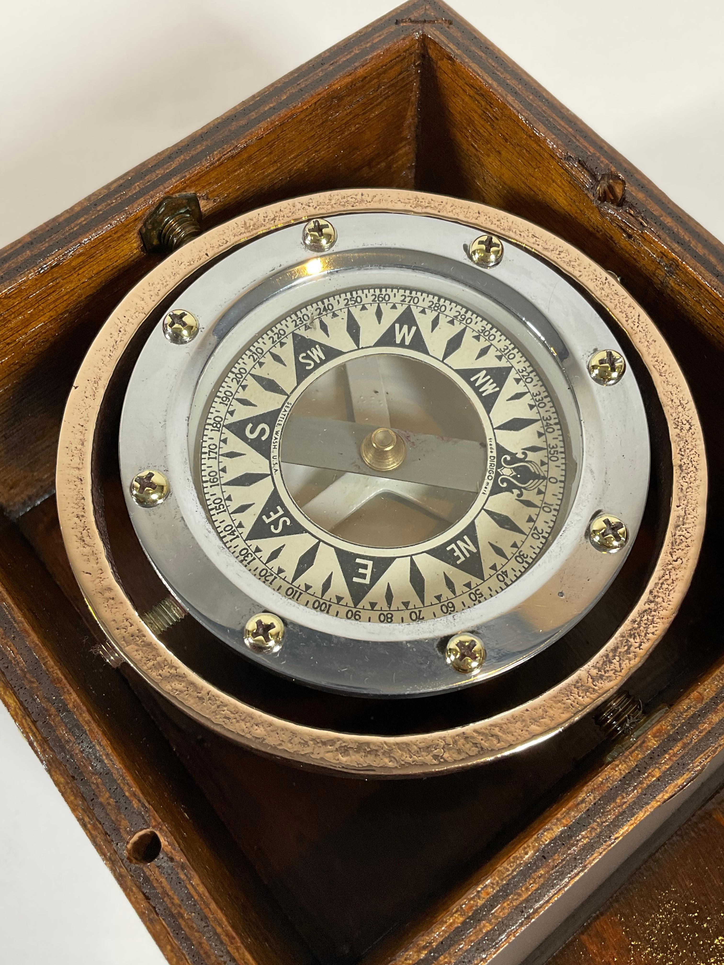 Brass Boat Compass on Gimbal Fitted to a Box 3