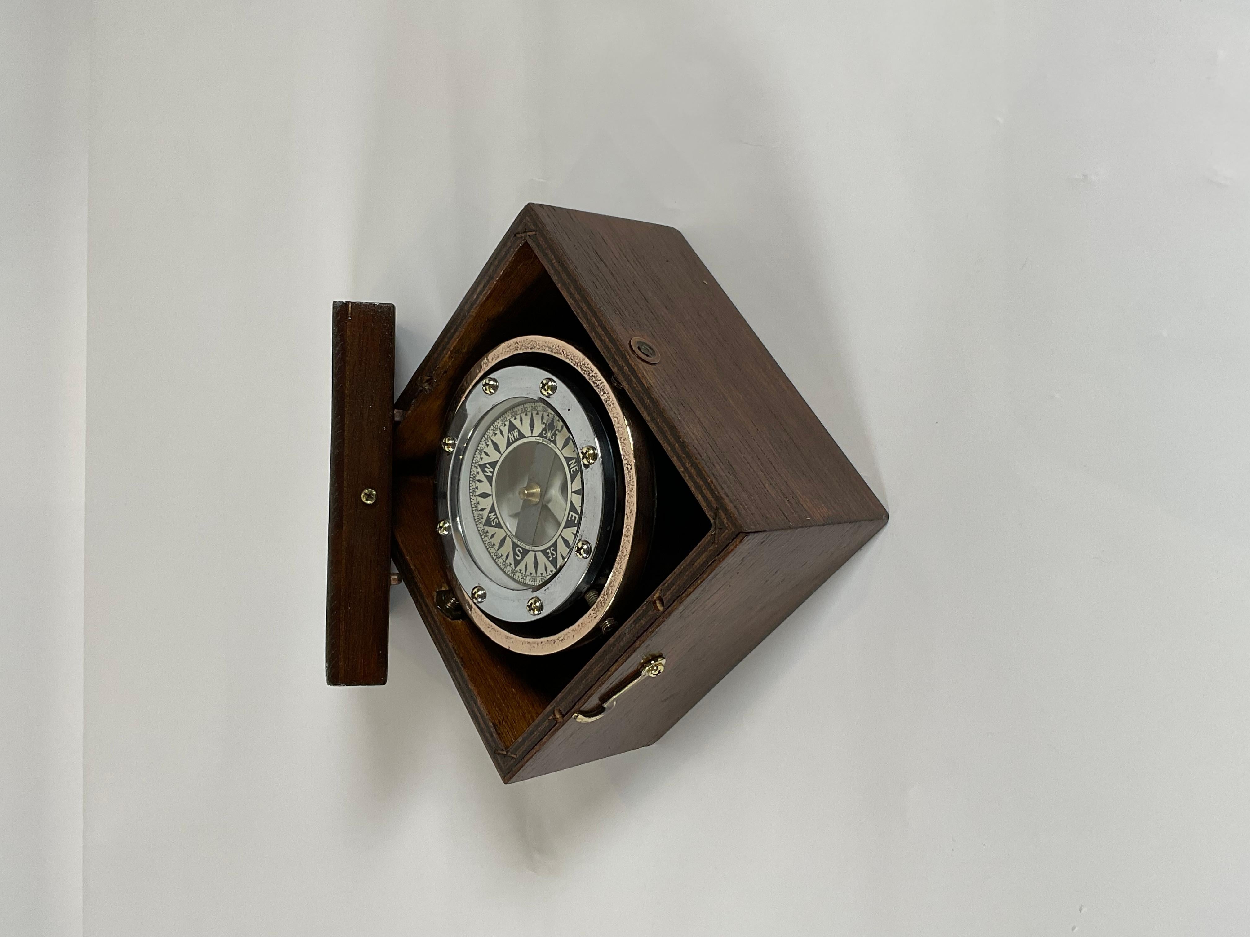 Brass Boat Compass on Gimbal Fitted to a Box 3