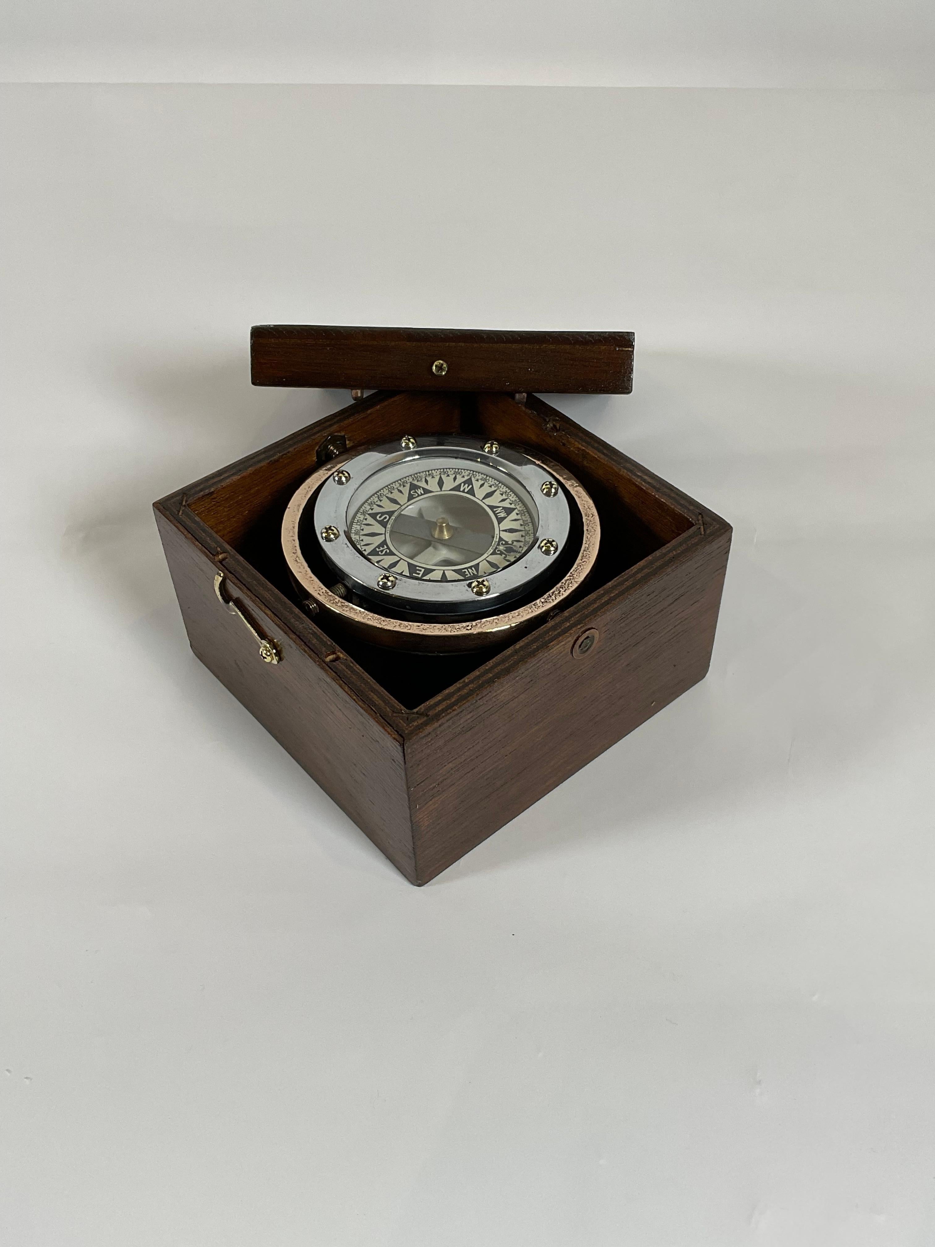 Brass Boat Compass on Gimbal Fitted to a Box 4