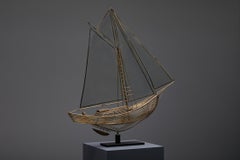 Brass Boat Sculpture by Curtis Jere, USA, Hollywood Regency, 1970s