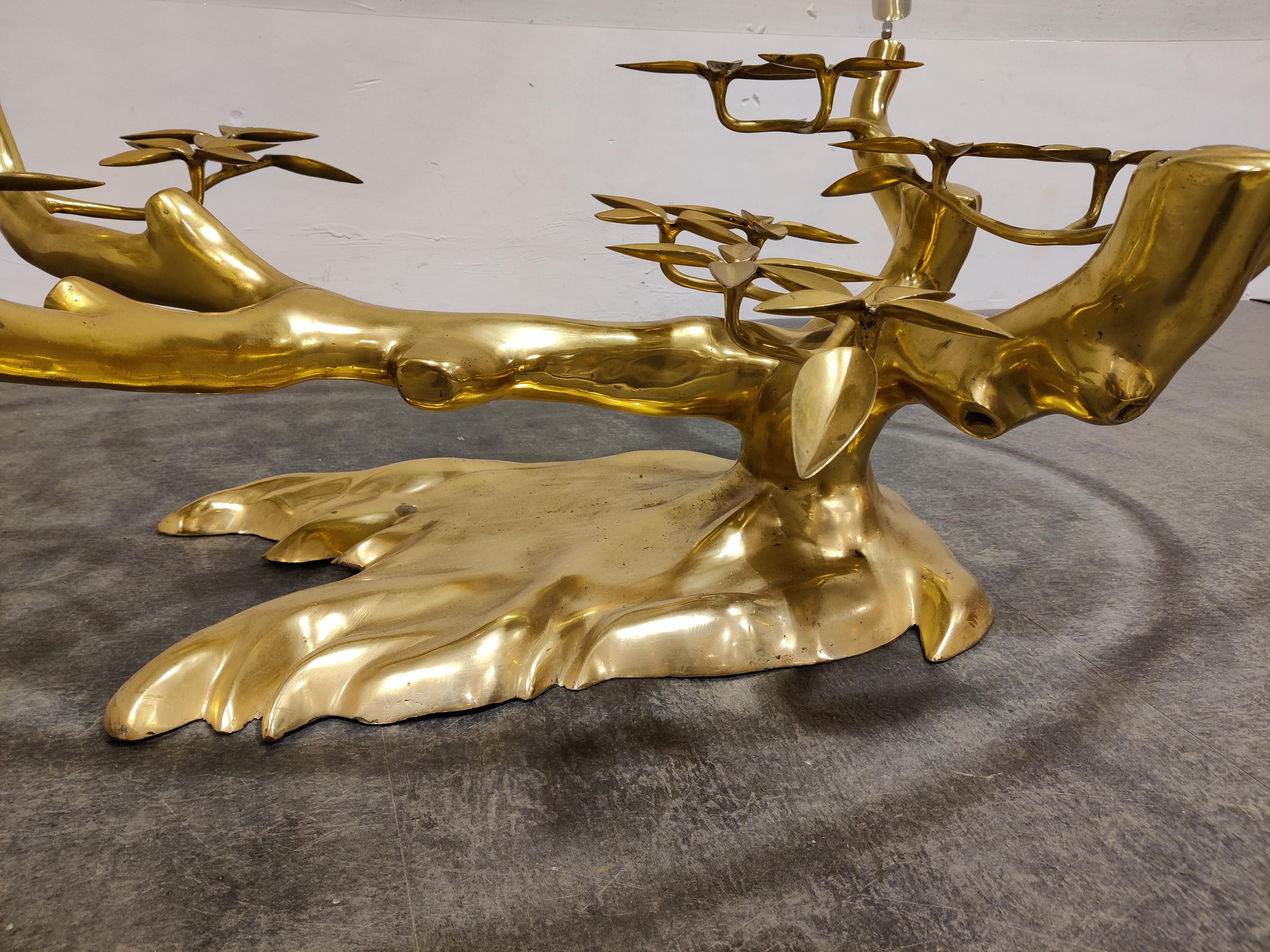 Brass Bonsai Coffee Table by Willy Daro, 1970s 5