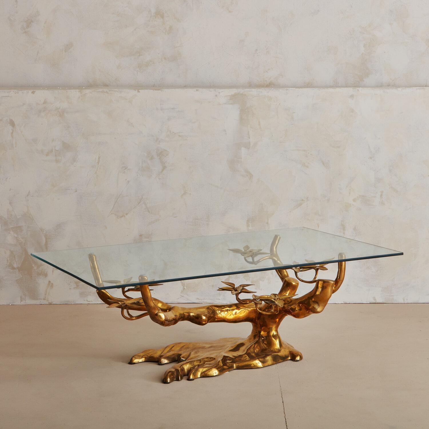 Brass Bonsai Coffee Table by Willy Daro, Belgium 1970's In Excellent Condition In Chicago, IL