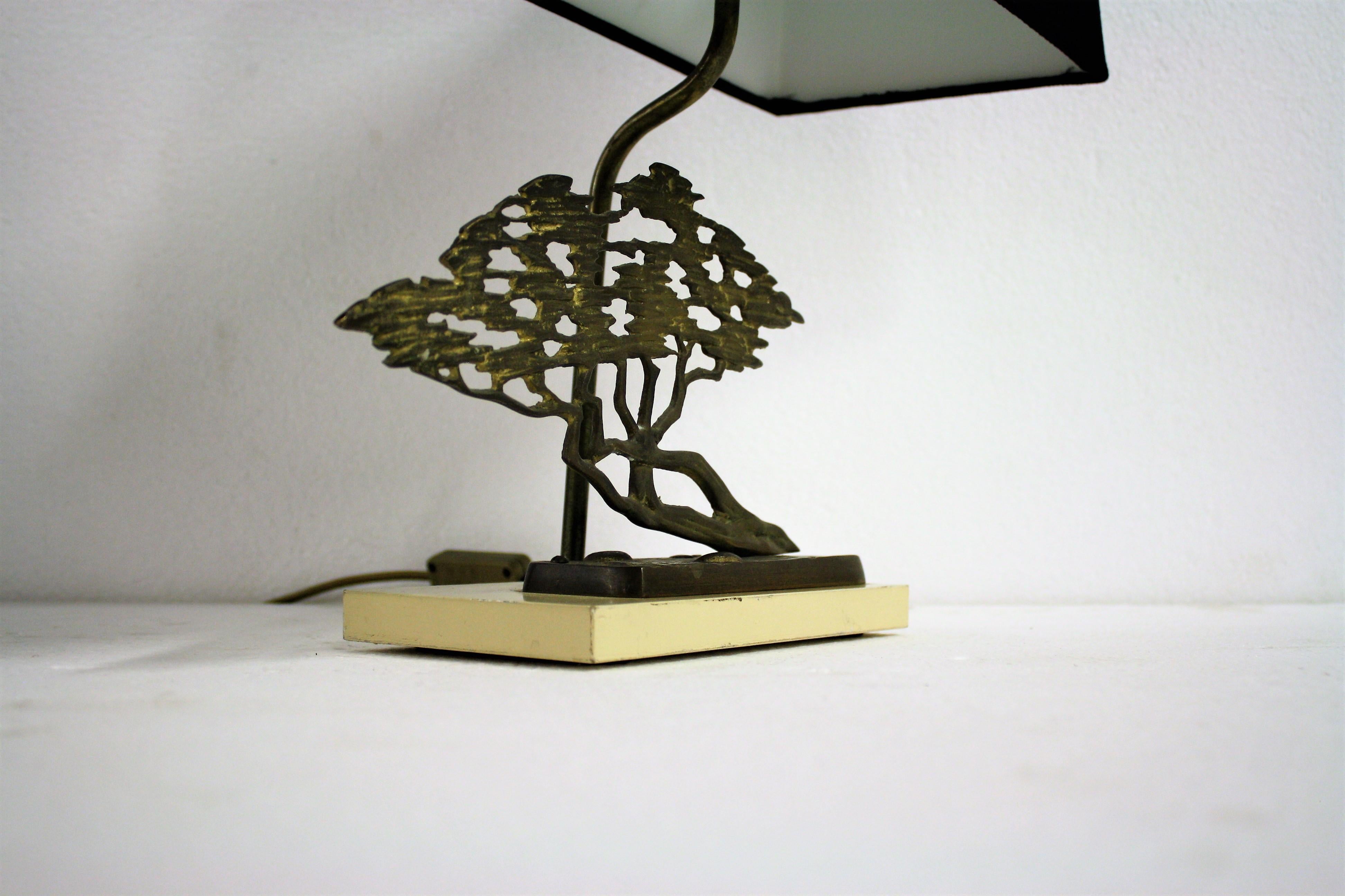 Lacquered Brass Bonsai Table Lamp by Willy Daro, 1970s