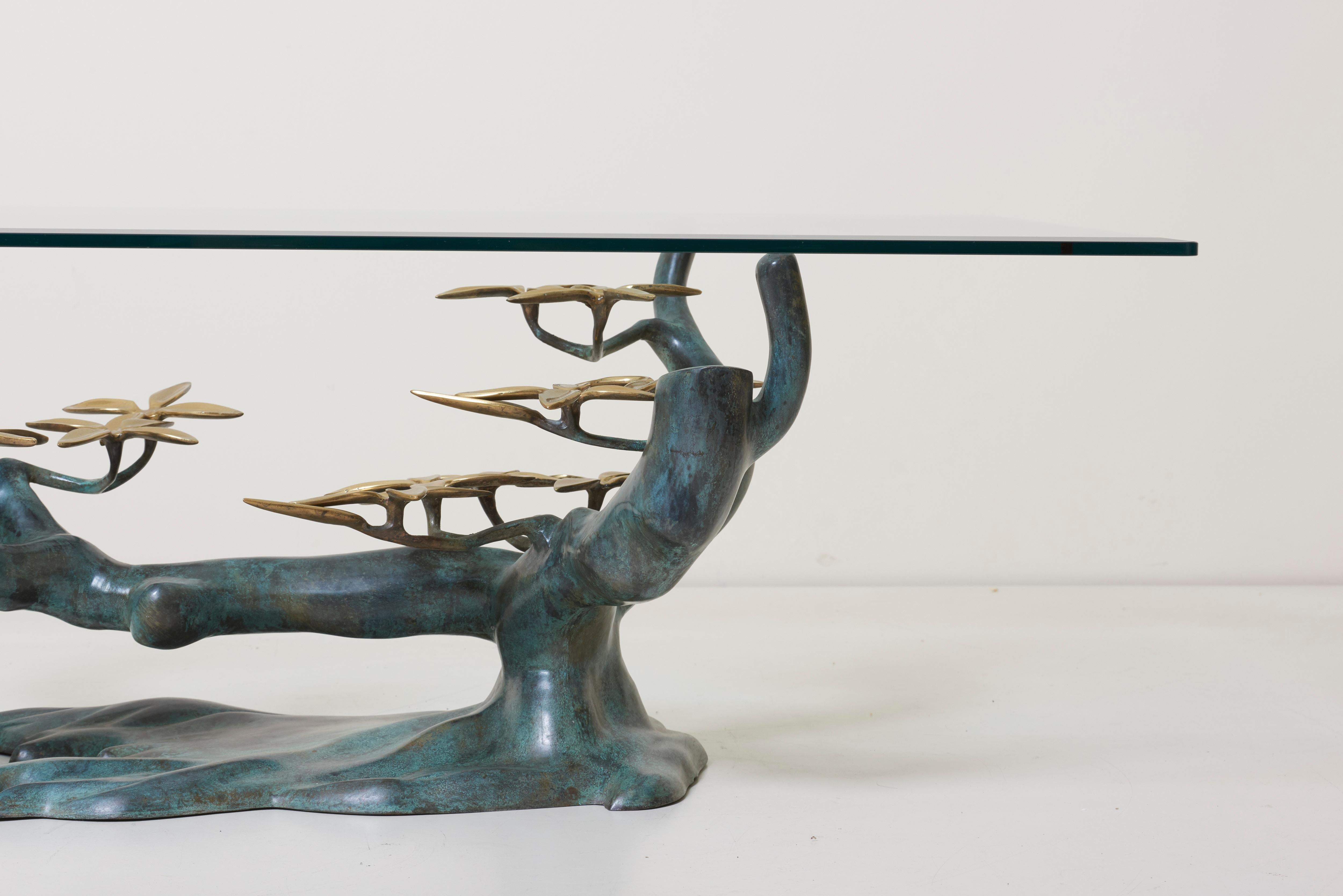 Hollywood Regency Brass Bonsai Tree Coffee or Side Table in the Manner of Willy Daro For Sale