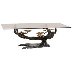Brass Bonsai Tree Coffee or Side Table in the Manner of Willy Daro