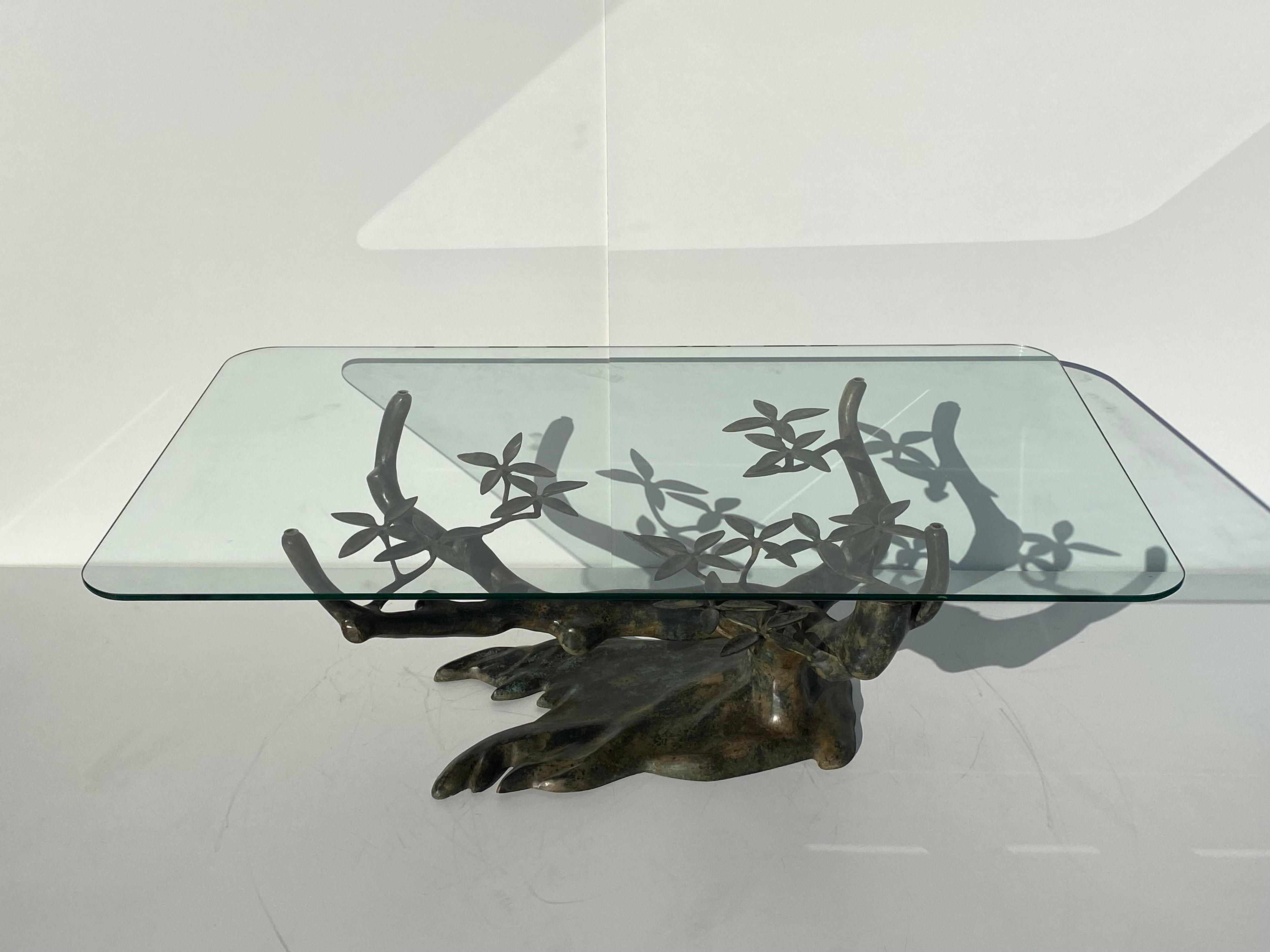 Late 20th Century Brass Bonsai Tree Coffee Table  For Sale