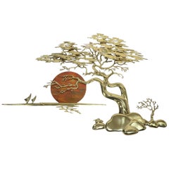 Vintage Brass Bonsai Tree Sculpture by Bijan, 1985