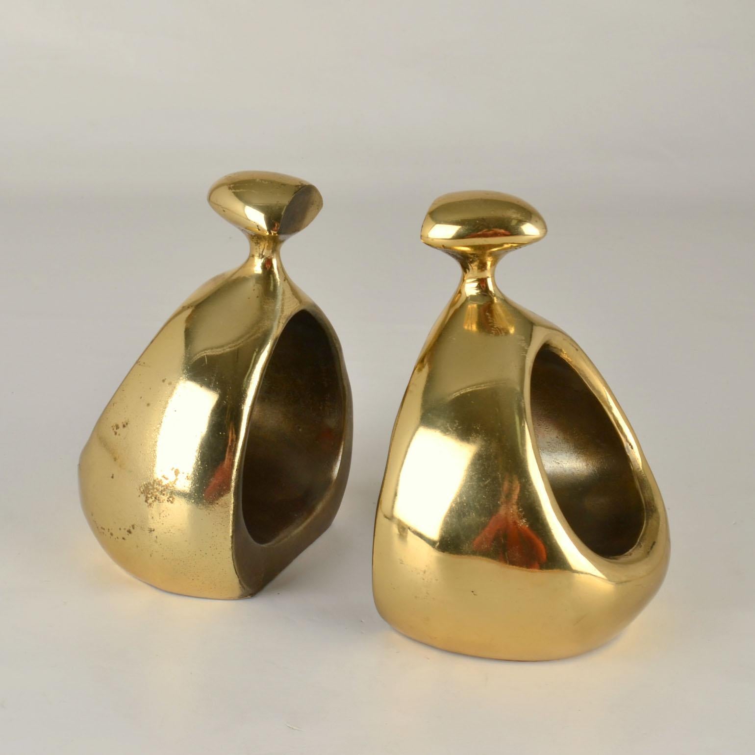 Mid-Century Modern Brass Bookends Ben Seibel for Jenfred Ware Orb, 1950s For Sale