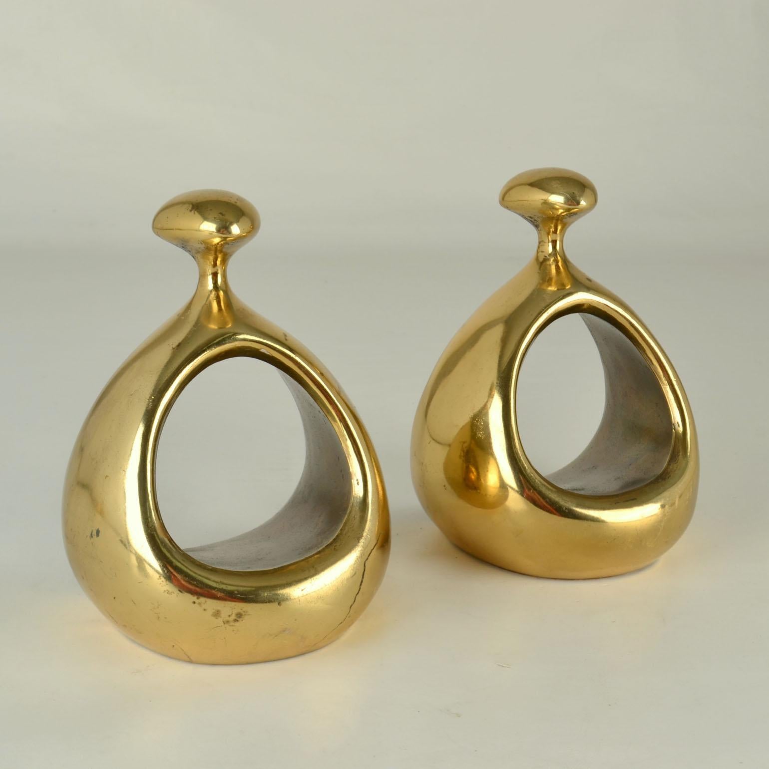 American Brass Bookends Ben Seibel for Jenfred Ware Orb, 1950s For Sale