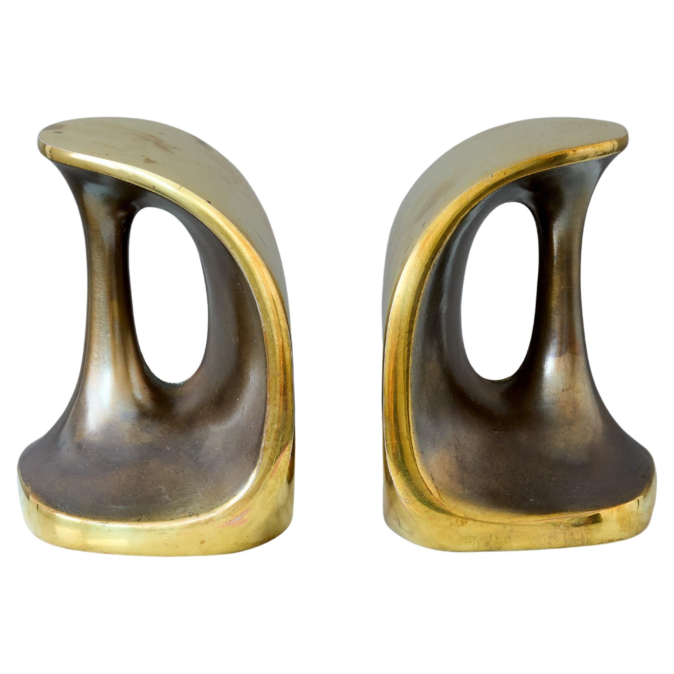 Buchstützen aus Messing von Ben Seibel für Jenfred-Ware, USA, 1950er Jahre. Hanteln aus der Mitte des Jahrhunderts