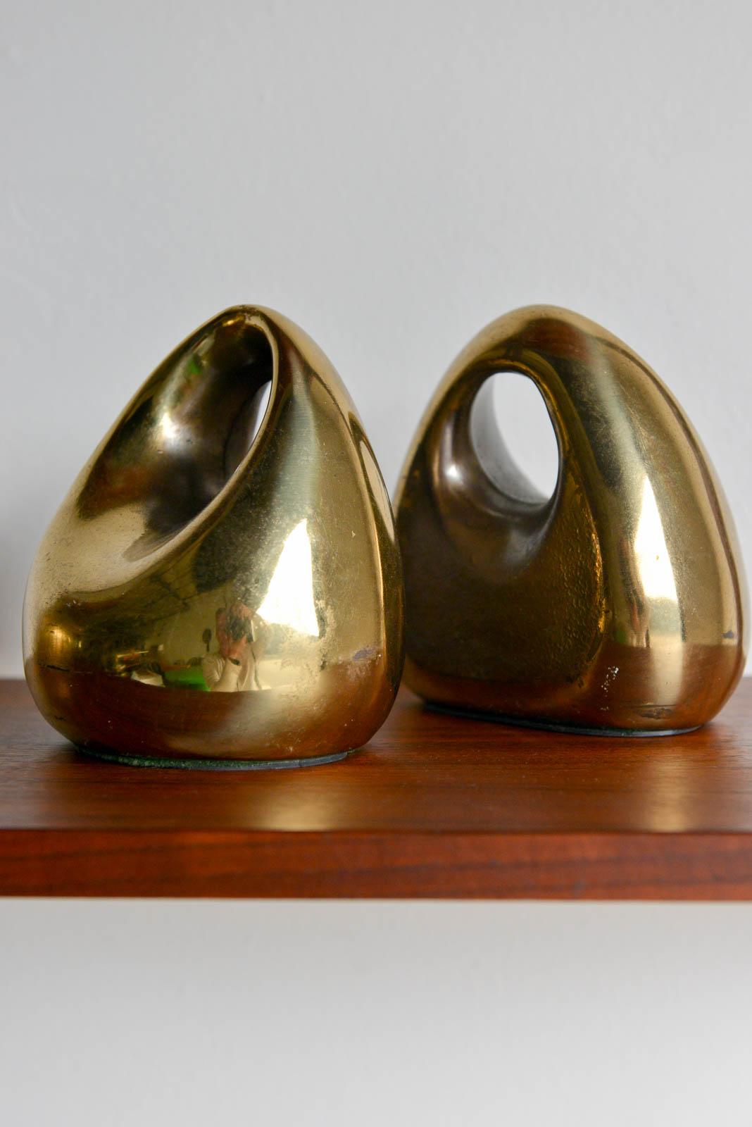 Mid-Century Modern Brass Bookends by Ben Seibel for Jenfred Ware, ca. 1960