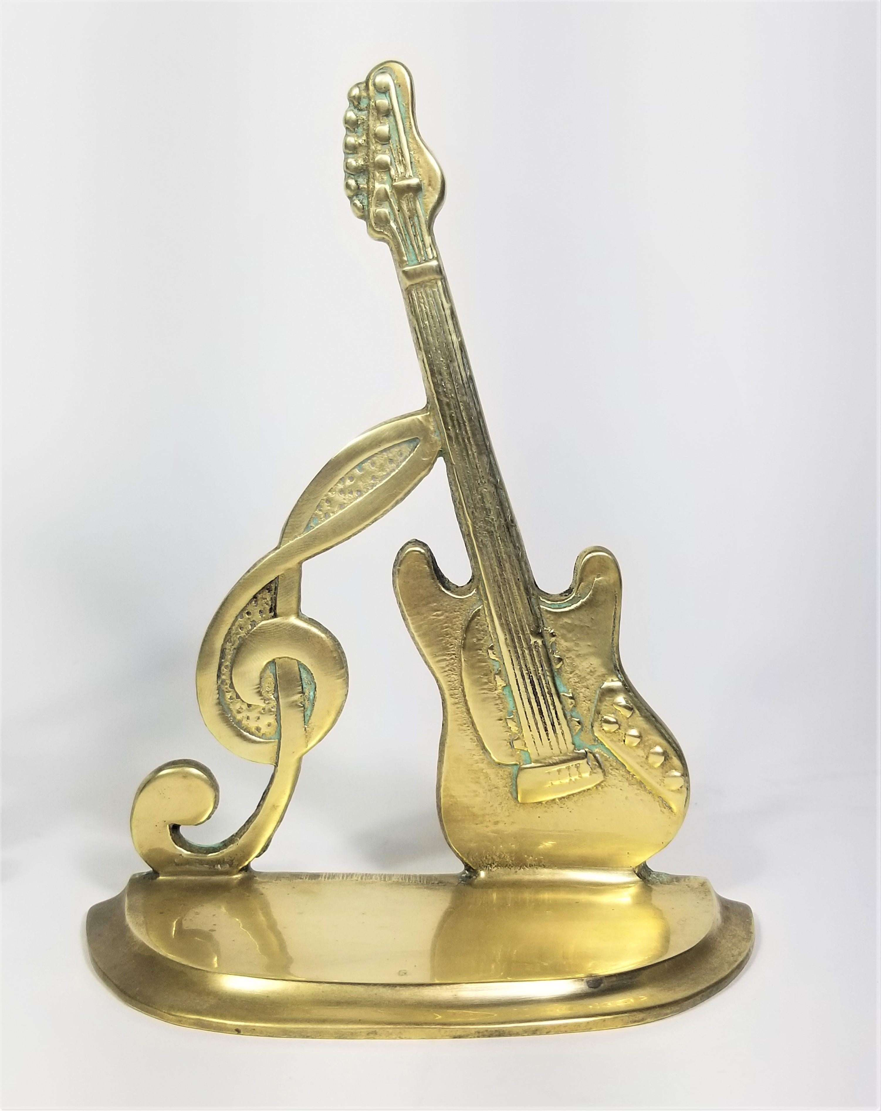 Brass Bookends Guitar and Music Note, Dated 1987 4