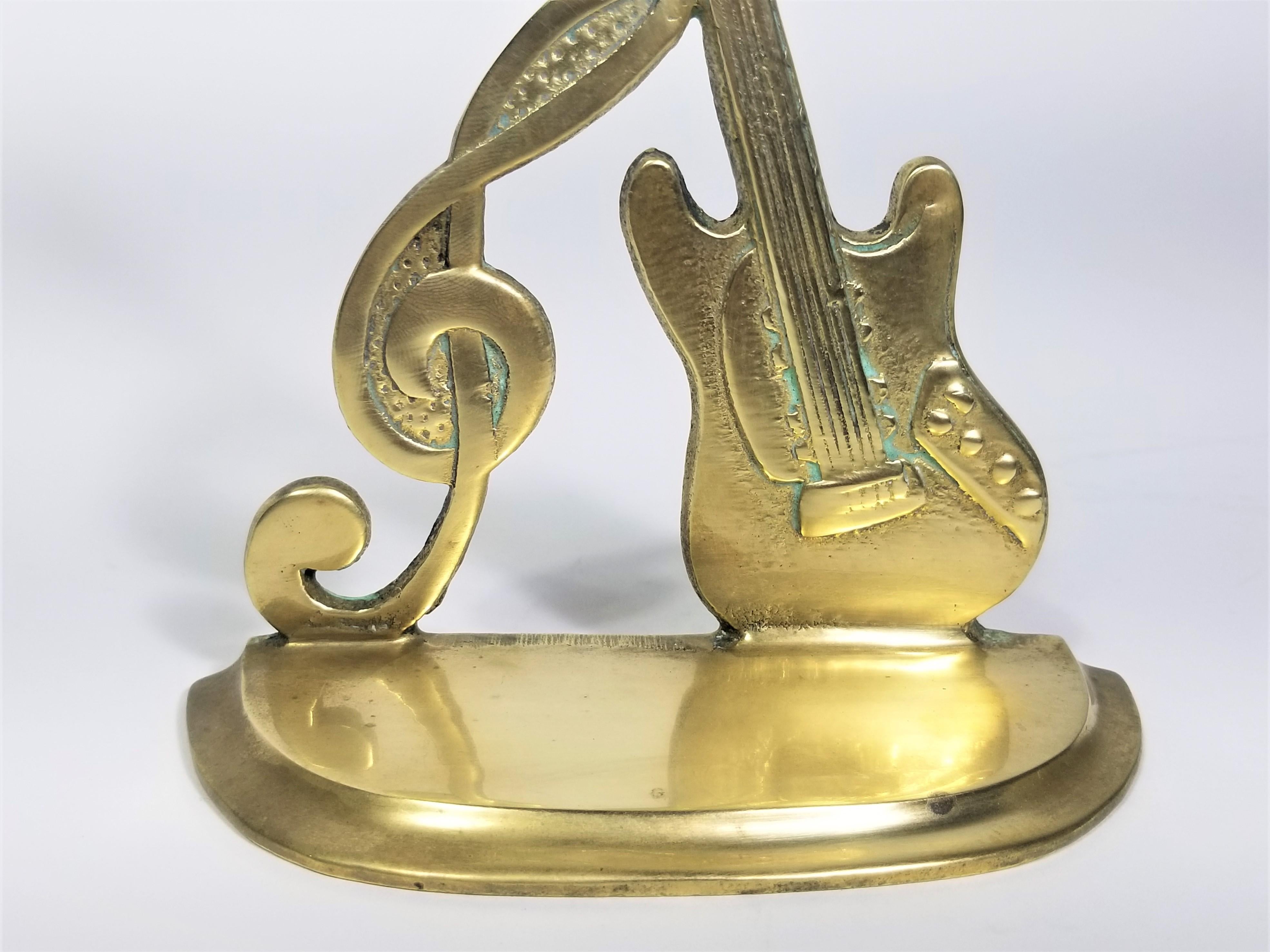 Brass Bookends Guitar and Music Note, Dated 1987 5