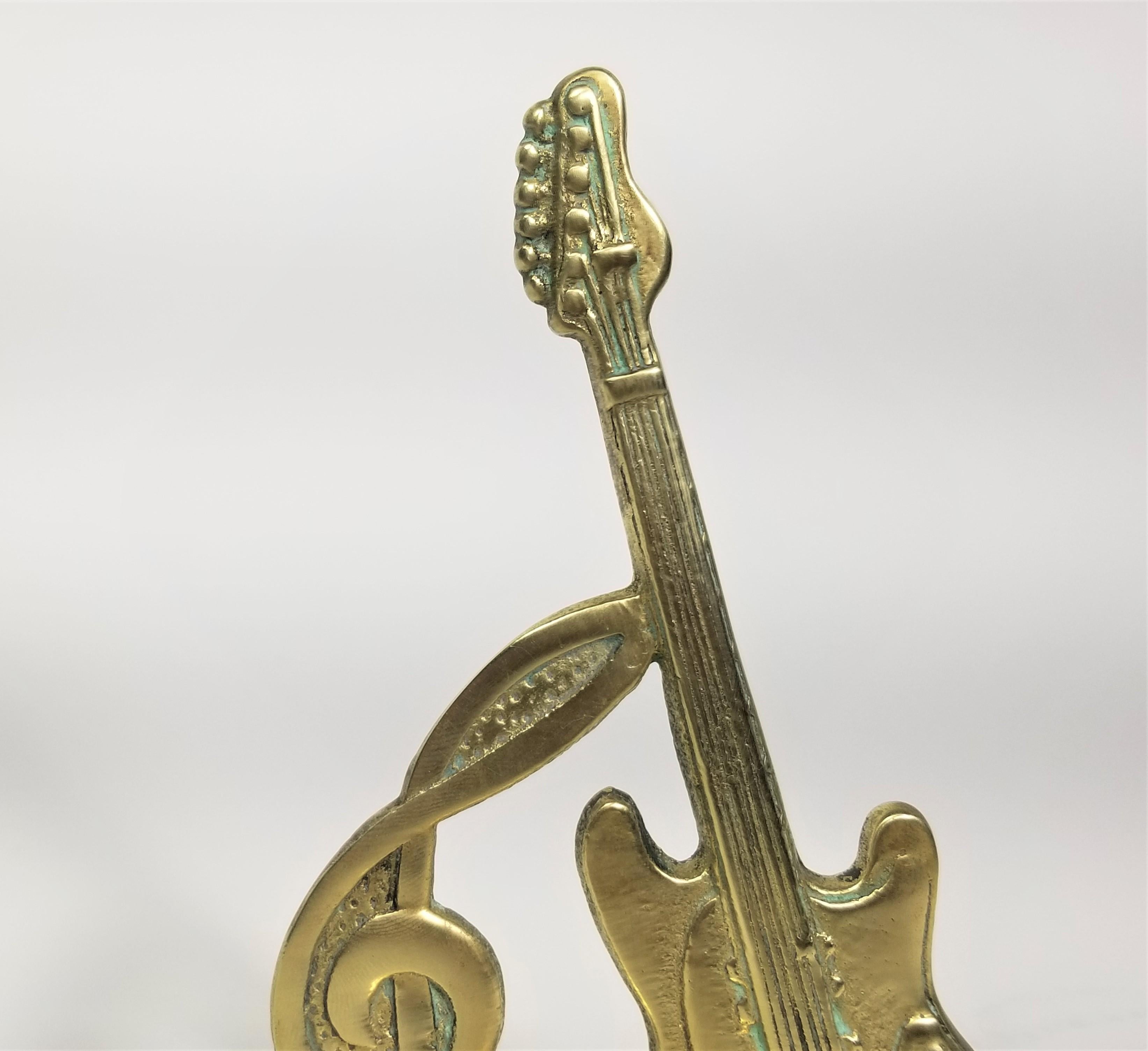 Brass Bookends Guitar and Music Note, Dated 1987 6