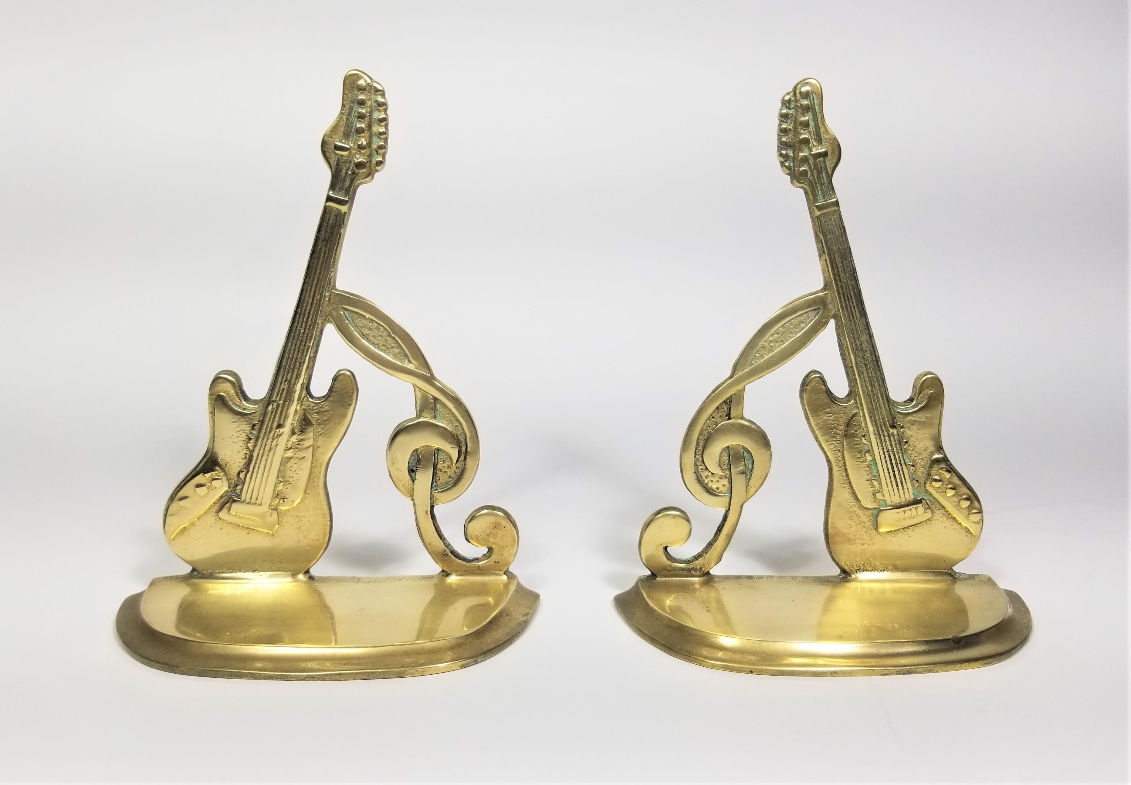 Brass Bookends Guitar and Music Note, Dated 1987 8