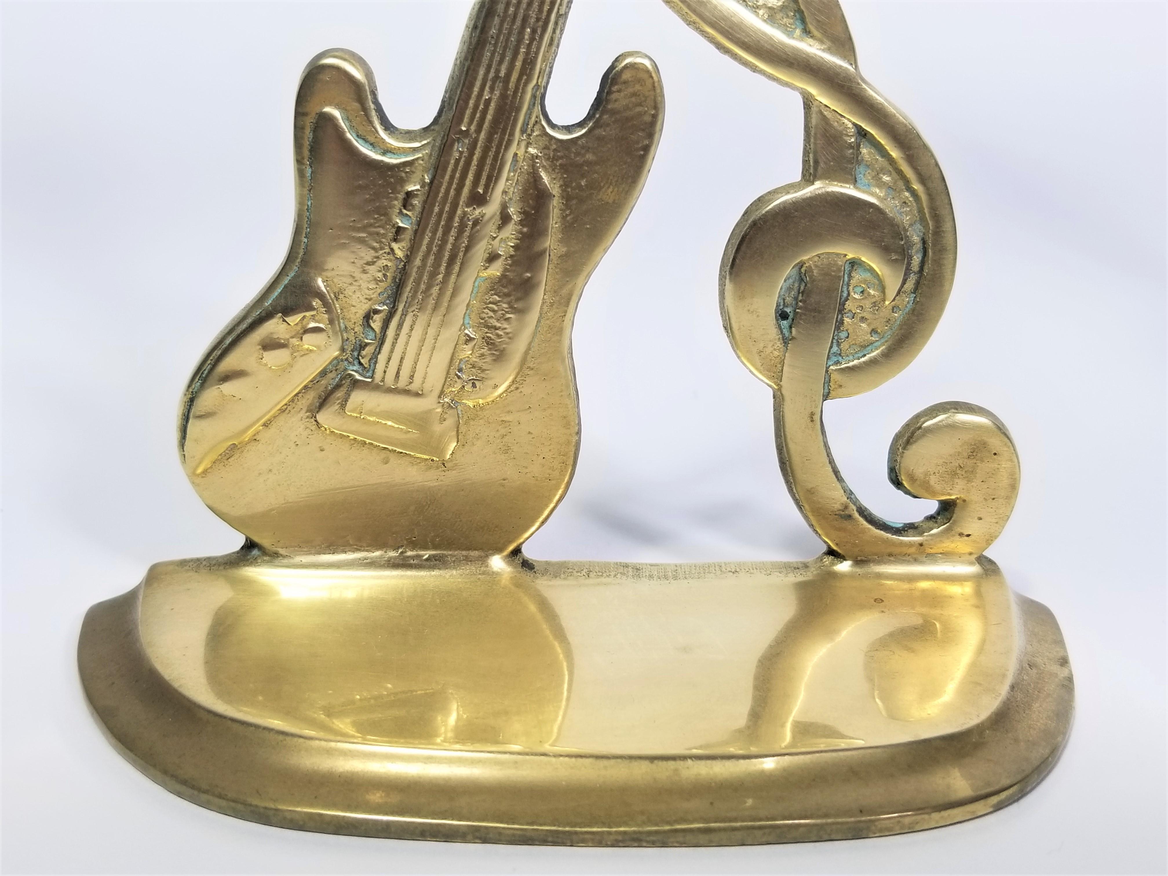 Brass Bookends Guitar and Music Note, Dated 1987 2