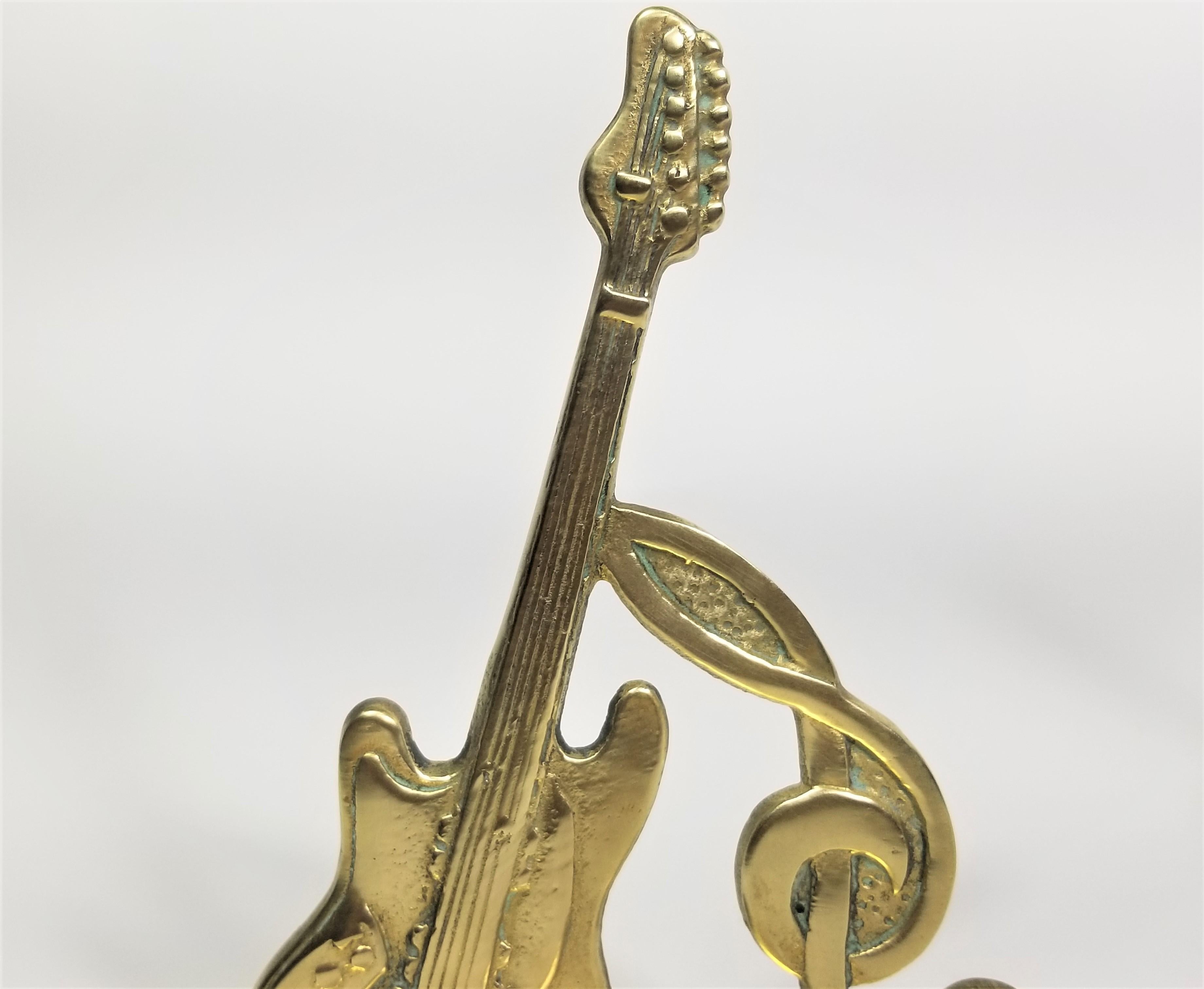 Brass Bookends Guitar and Music Note, Dated 1987 3