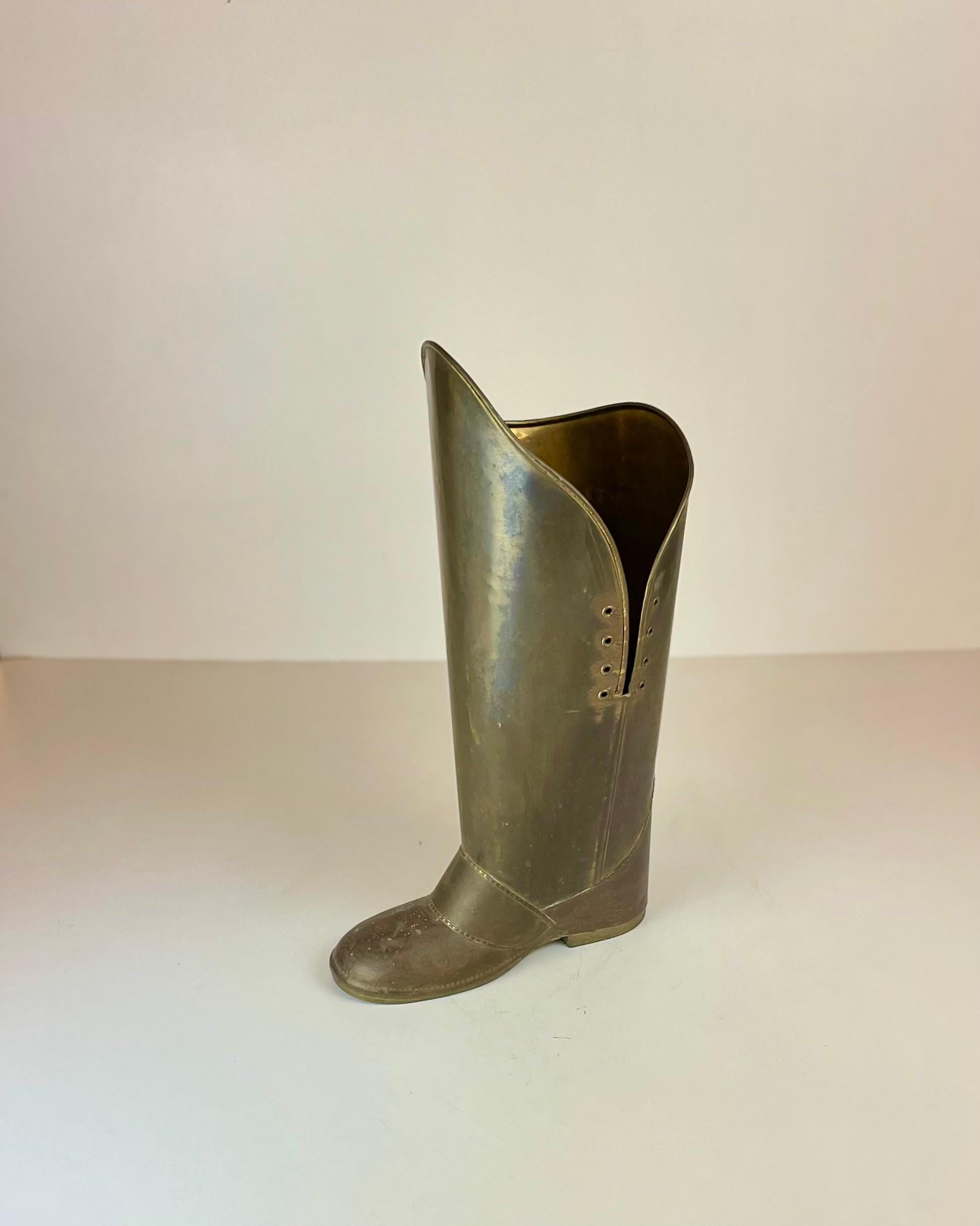 Brass Boot Umbrella Stand in the sale of Mecap Belgium from 1930s For Sale 3