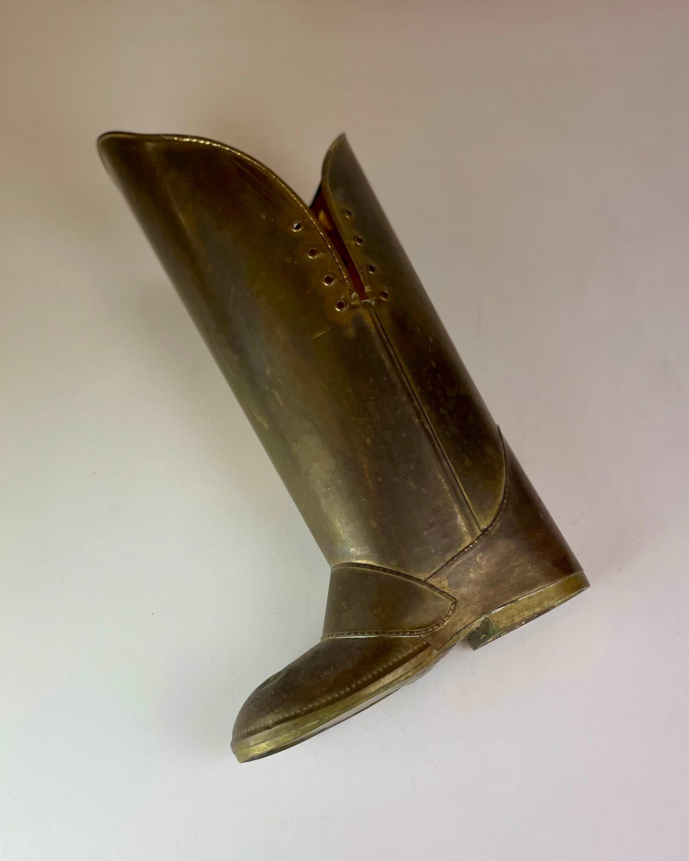 Brass Boot Umbrella Stand in the sale of Mecap Belgium from 1930s For Sale 6