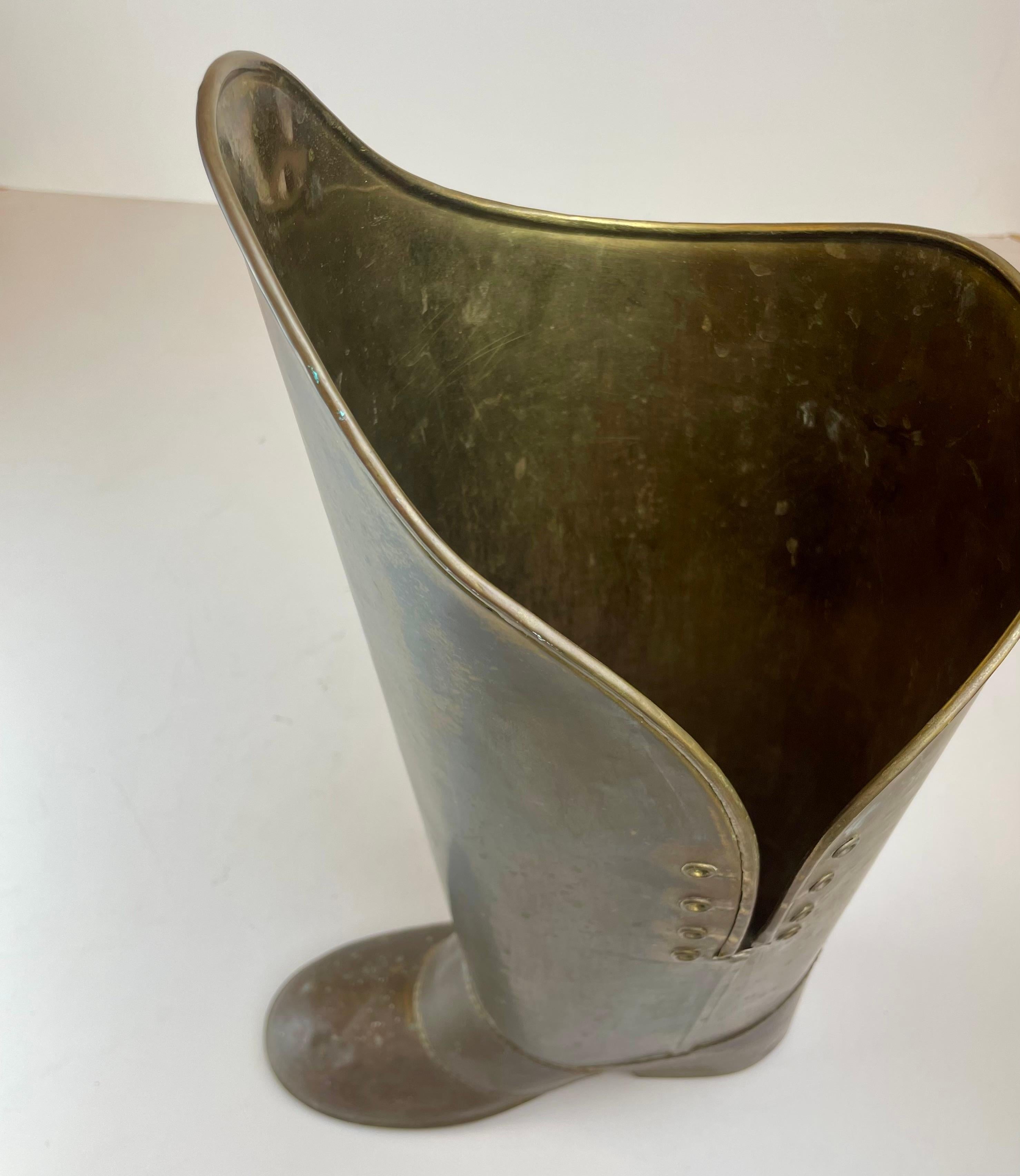 Brass Boot Umbrella Stand in the sale of Mecap Belgium from 1930s For Sale 8