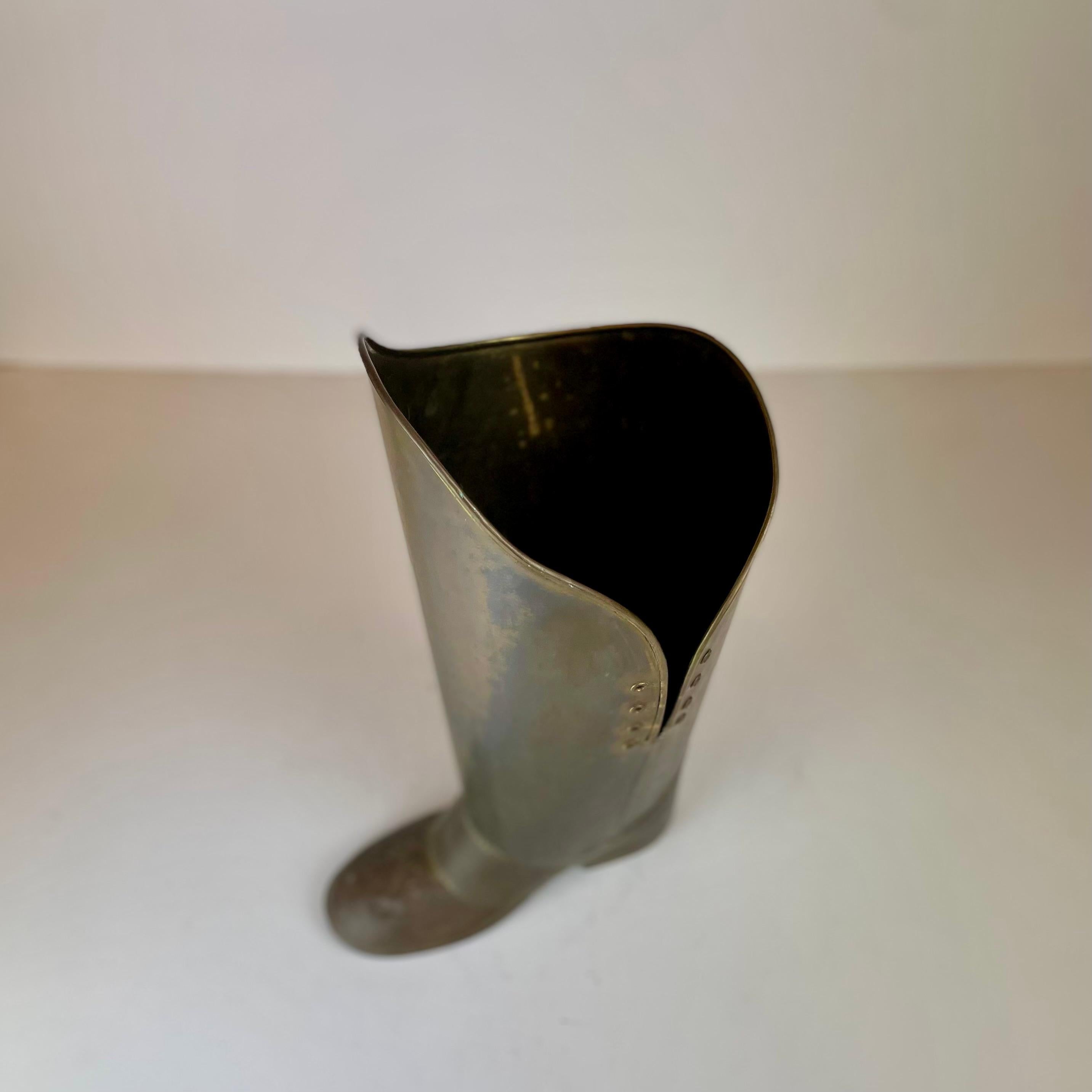 Brass Boot Umbrella Stand in the sale of Mecap Belgium from 1930s For Sale 2