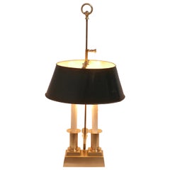 Antique Brass Bouillotte Lamp with Black Tole Shade, French, Mid-19th Century