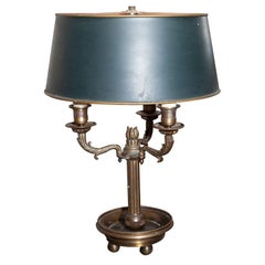 Brass Bouillotte Lamp with Tole Painted Shade