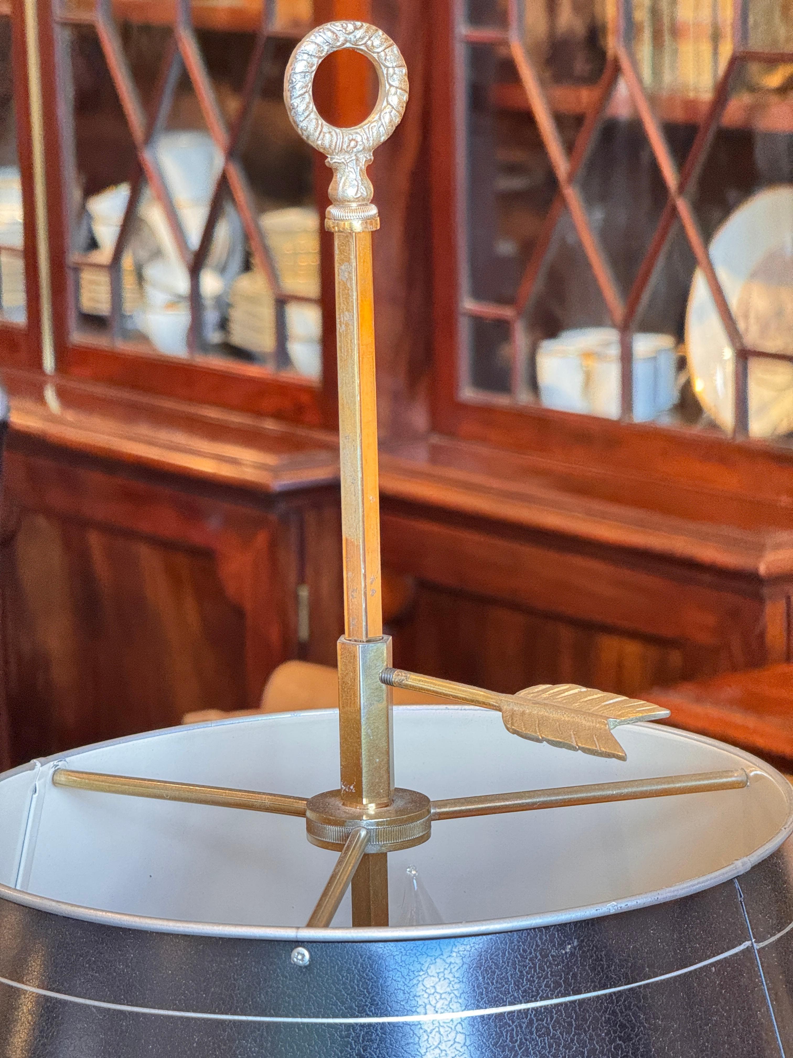 Brass Bouillotte Lamp With Tole Shade For Sale 1