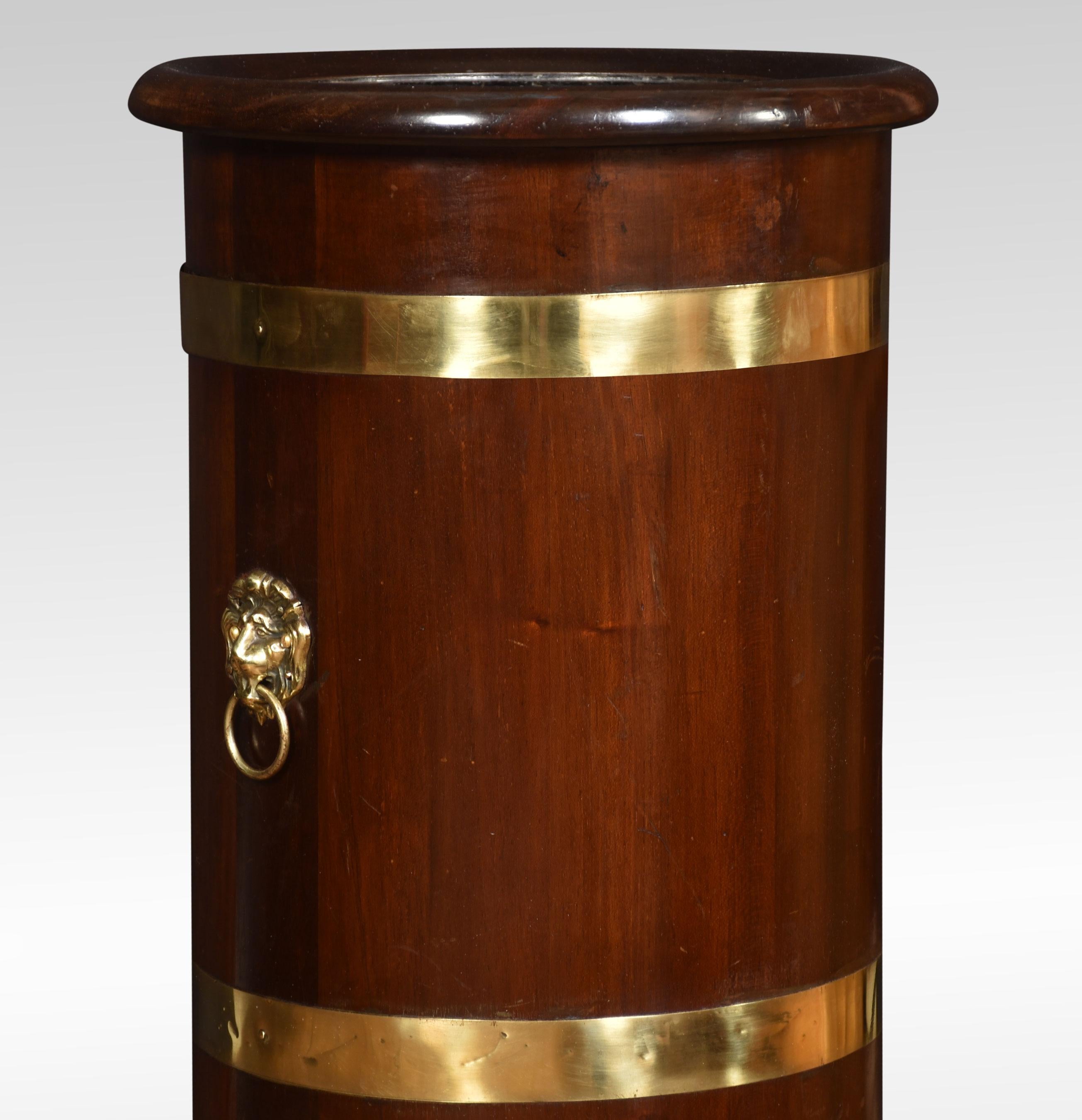 Mahogany Brass Bound Barrel Stick Stand