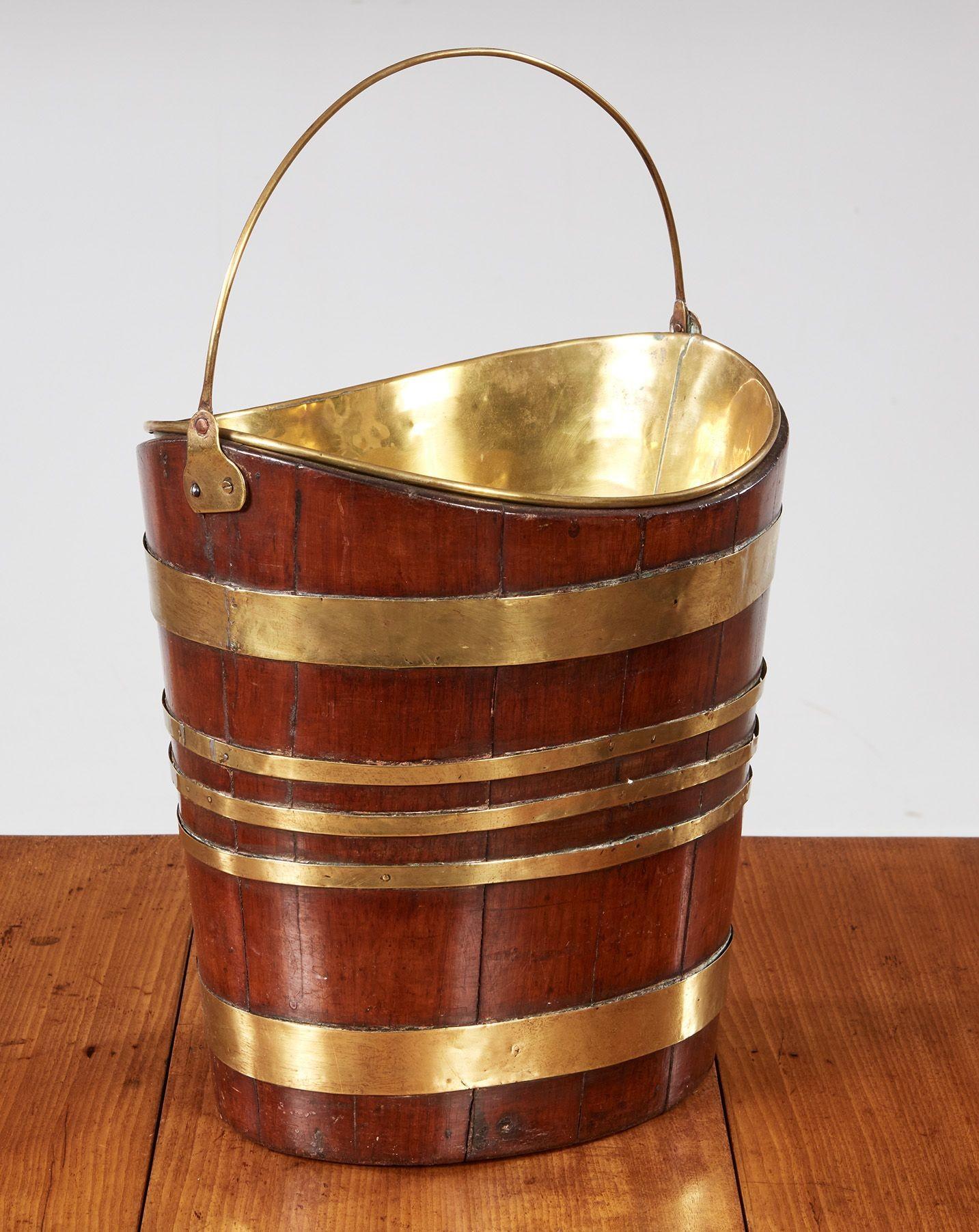 Mid-19th Century Brass Bound Boat Shaped Bucket For Sale