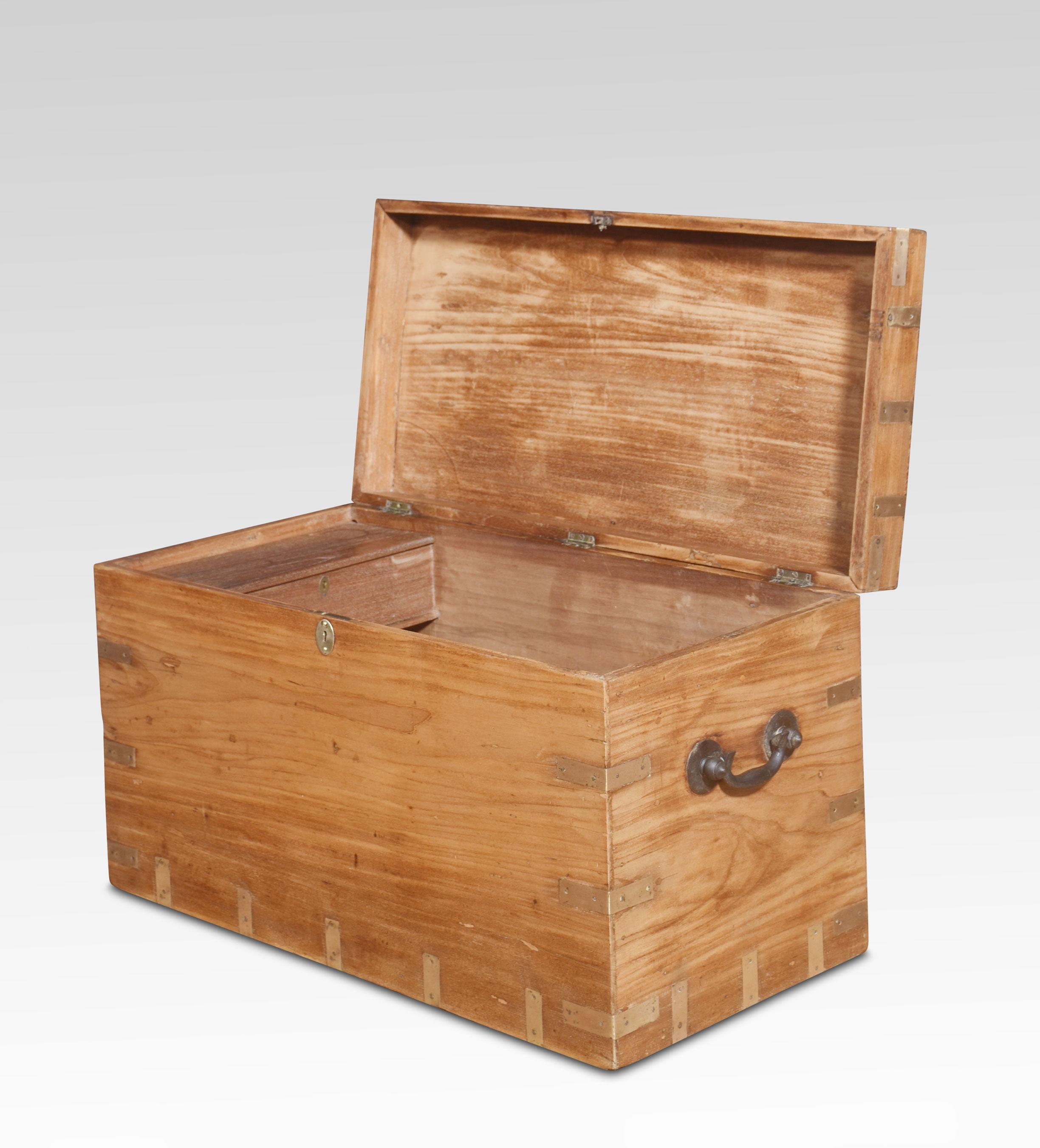 British Brass bound camphor wood box For Sale