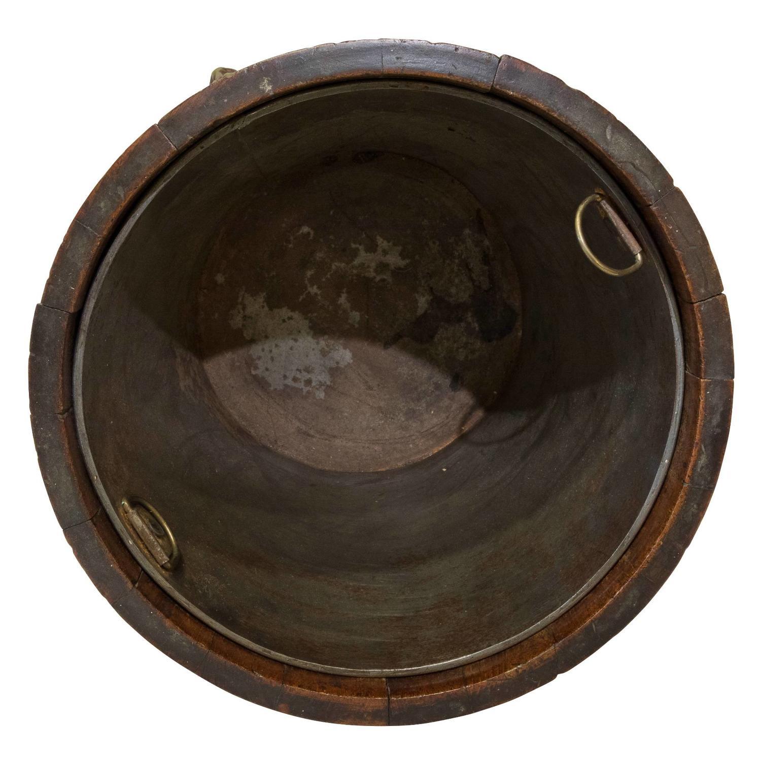 Brass Bound Coopered Mahogany Pail In Good Condition In Salisbury, GB